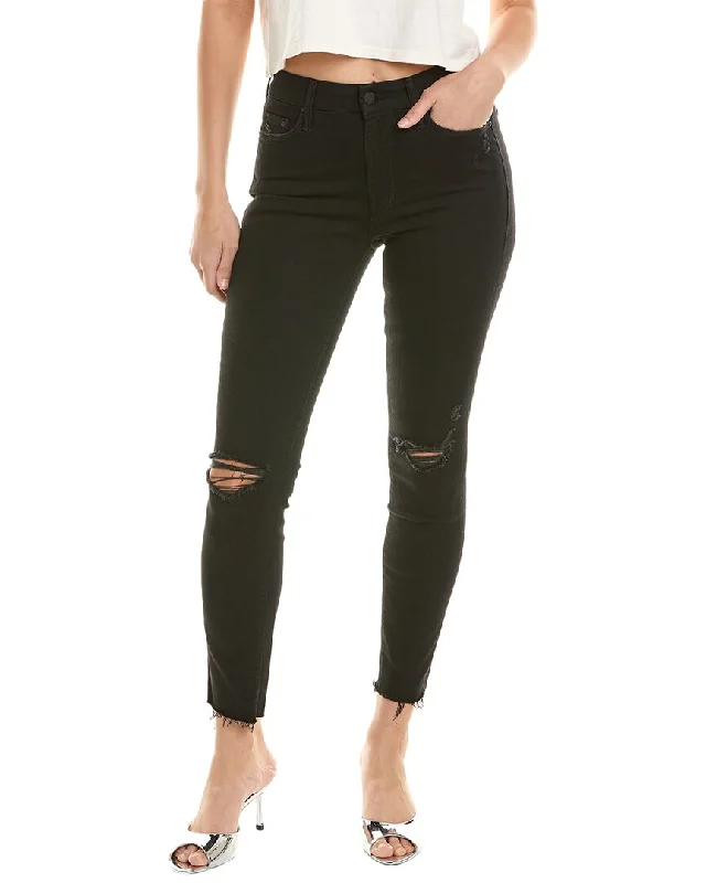 Women's Tight Trousers with Elastic Waistband in Black for Easy and Comfortable WearMOTHER Denim The Looker Guilty As Sin Ankle Fray Jean