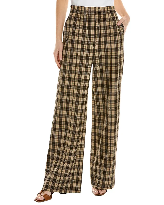 Plus Size Women's Corduroy Tight Trousers in Olive Green for a Retro and Cozy VibeSEA NY Mikaela Plaid Wool-Blend Pant