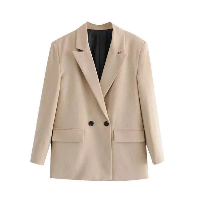 Plus Size Women's Military - Inspired Blazers with Gold Accents for a Bold LookLoose Blazer Women - Casual - Plain-Solid