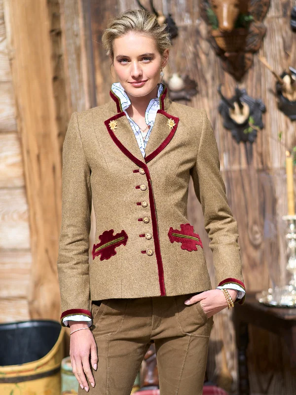 Women's Belted Blazers in Camel Color for a Sophisticated OutfitAppenzell Loden Jacket