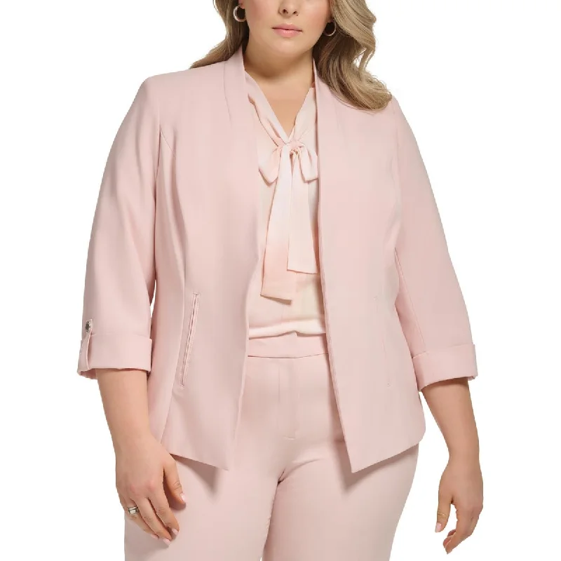 Plus Size Women's Double - Breasted Wool Blazers for Winter Office WearCalvin Klein Womens Plus Solid  Open-Front Blazer