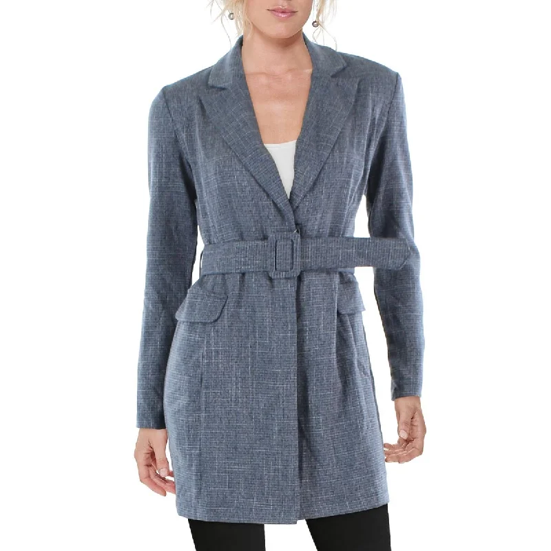 Plus Size Women's Double - Breasted Wool Blazers for Winter Office WearCity Studio Womens Juniors Woven Plaid Two-Button Blazer