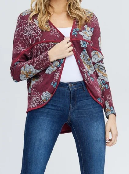 lightweight women cardigan for spring and fallContract Back Floral Cardigan - 2 Colors