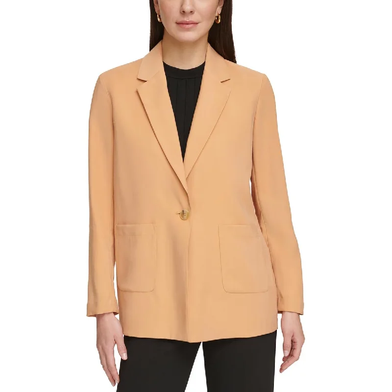 Single - Breasted Women's Linen Blend Blazers in Earth Tones for Casual WearDKNY Womens Button Twill One-Button Blazer