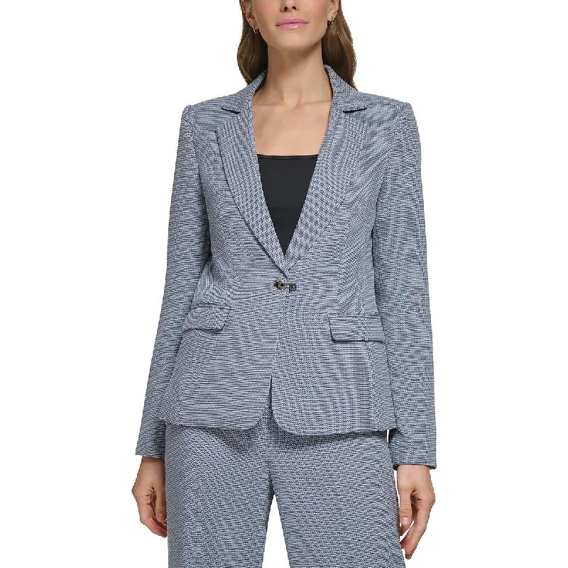 Double - Breasted Women's Polyester Blazers in Bright Colors for a Fun StyleDKNY Womens Petites Pattern Business One-Button Blazer