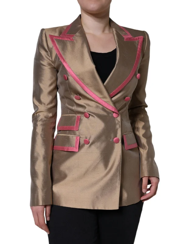 Women's Slim - Fit Blazers in Charcoal Gray for a Professional AppearanceDolce & Gabbana Metallic Brown Double Breasted Blazer Jacket