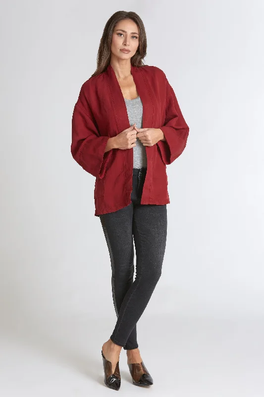 long length women cardigan with side slitsDear John burgandy jacket