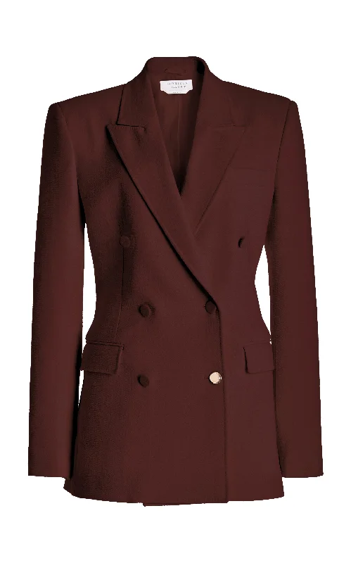 Plus Size Women's Double - Breasted Wool Blazers for Winter Office WearGavin Blazer in Deep Bordeaux Virgin Wool Crepe