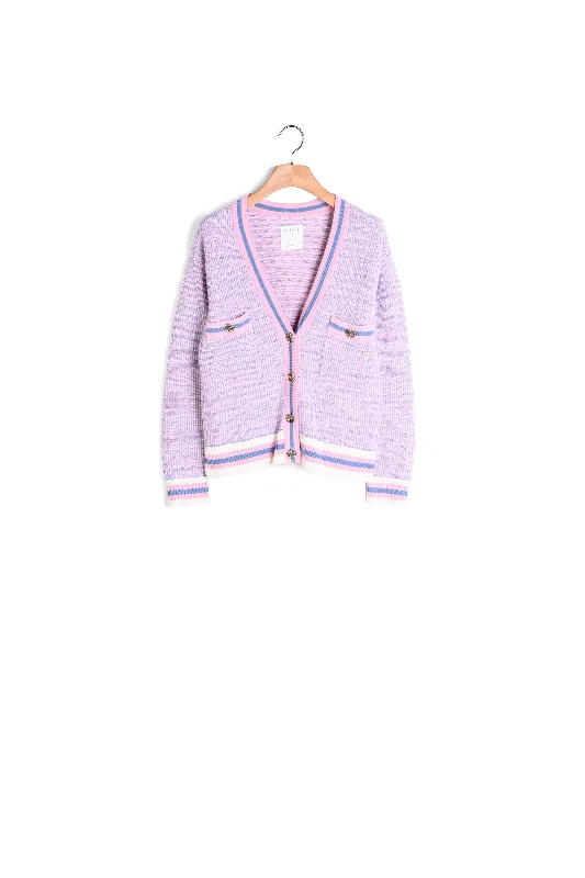 floral print women cardigan for a feminine touchCardigan court effet tweed