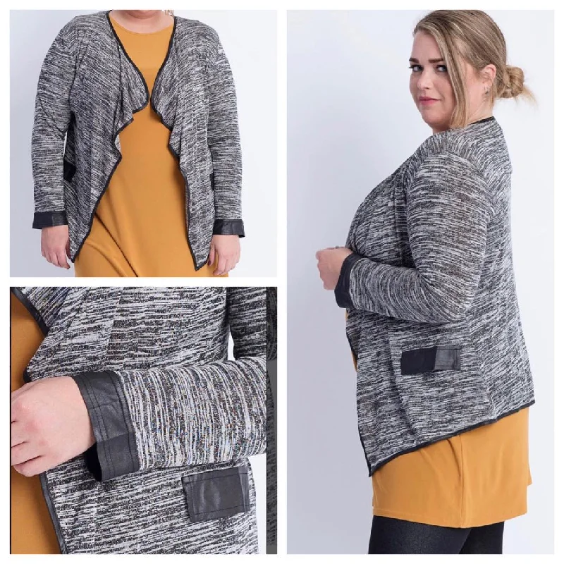 lightweight women cardigan for spring and fallHeather leatherette cardigan