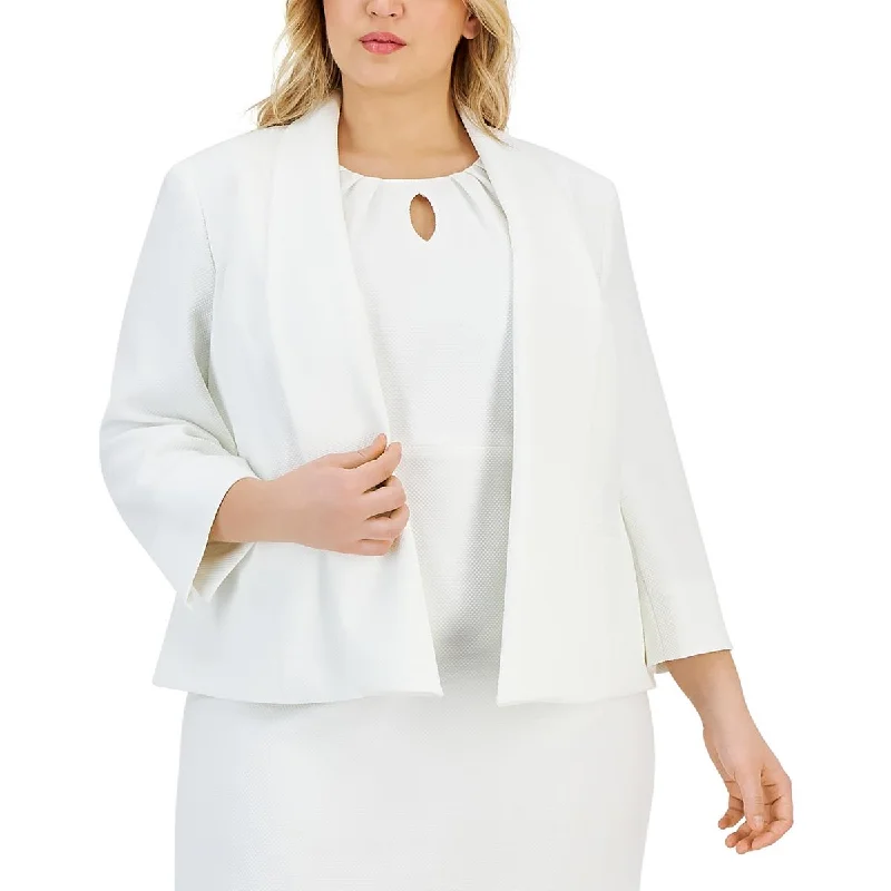 Plus Size Women's Double - Breasted Wool Blazers for Winter Office WearKasper Womens Plus    Suit Separate Office Wear Open-Front Blazer