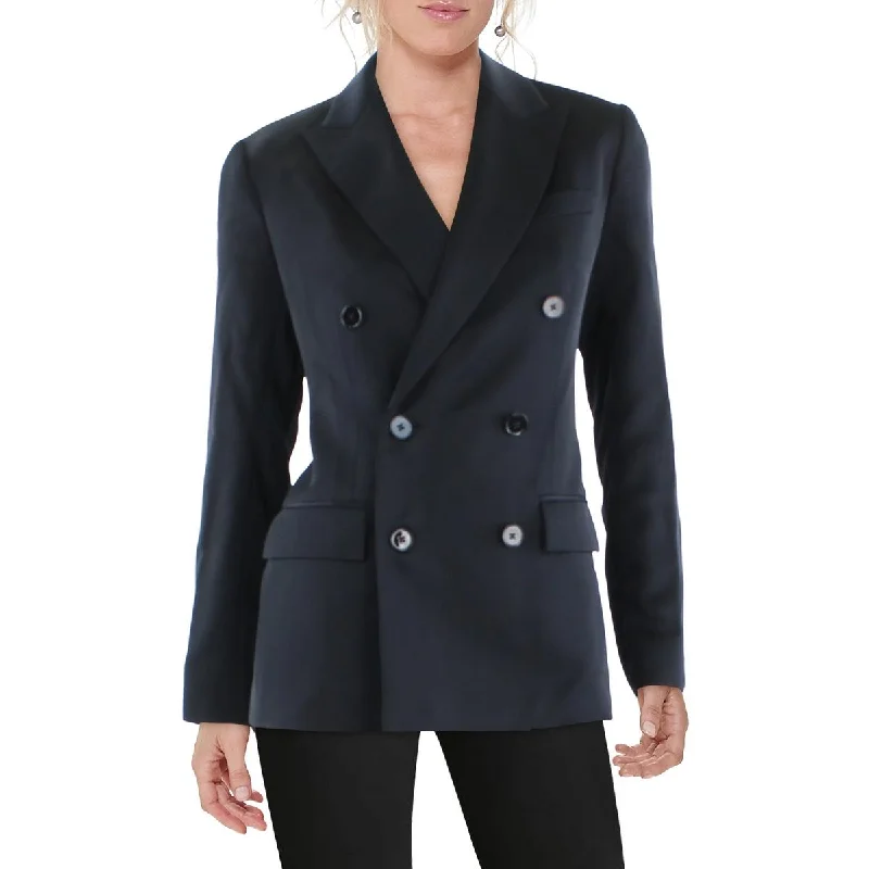 Double - Breasted Women's Polyester Blazers in Bright Colors for a Fun StyleLauren Ralph Lauren Womens Satin Business Double-Breasted Blazer