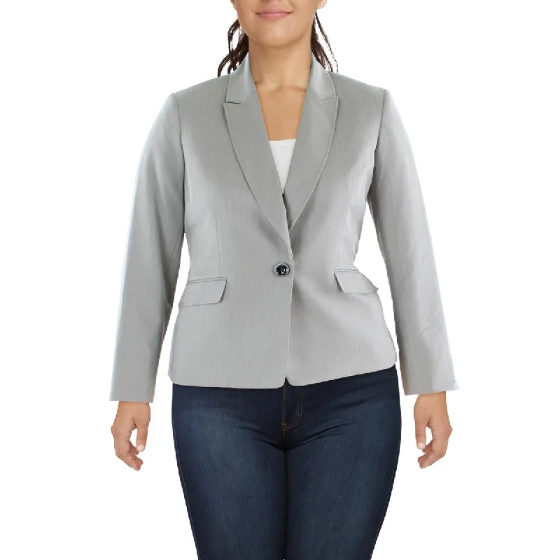 Plus Size Women's Military - Inspired Blazers with Gold Accents for a Bold LookLe Suit Womens Woven Striped One-Button Blazer