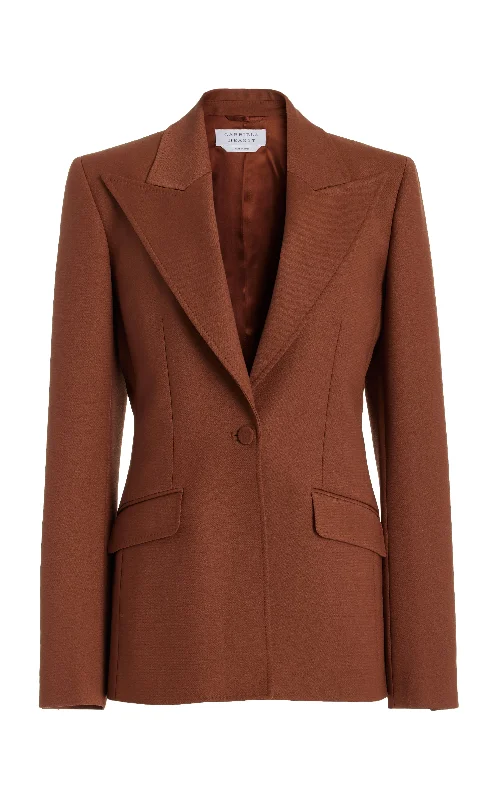 Double - Breasted Women's Polyester Blazers in Bright Colors for a Fun StyleLeiva Blazer in Cognac Sportswear Wool