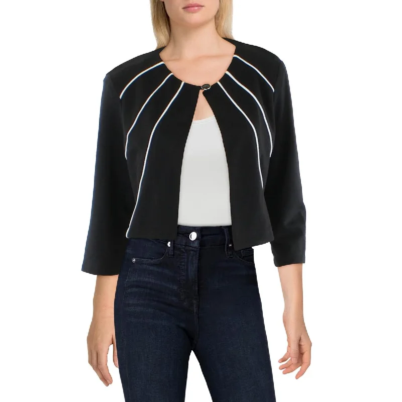 Double - Breasted Women's Polyester Blazers in Bright Colors for a Fun StyleNY Collection Womens Piping Cropped Collarless Blazer