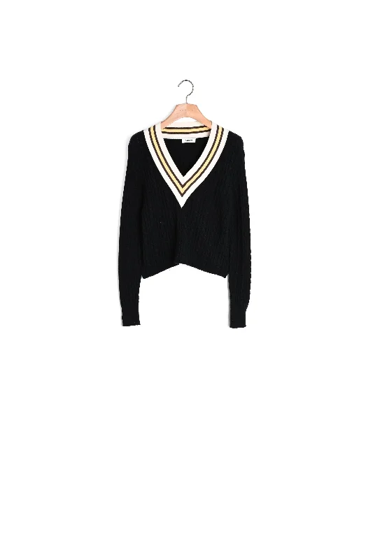 color block women cardigan with bold huesPull col V contrasté