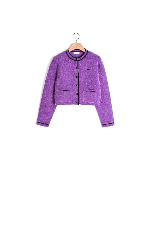 ribbed women cardigan with a classic textureCardicoat court effet velours