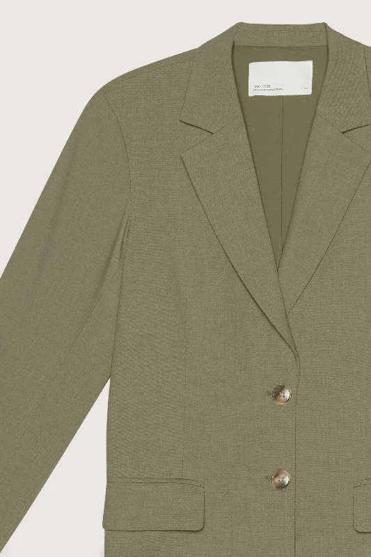 Plus Size Women's Military - Inspired Blazers with Gold Accents for a Bold LookRELAXED FIT BLAZER