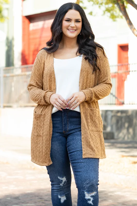 plus size women cardigan for comfortable layeringReminders Of You Cardigan, Brown