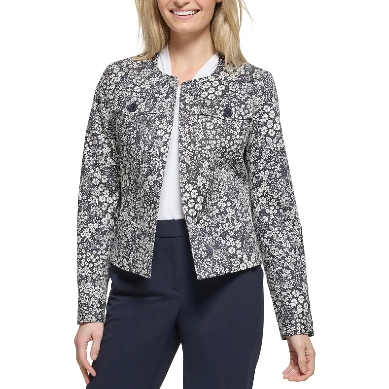 Oversized Women's Checkered Blazers in Black and White for a Trendy StyleTommy Hilfiger Womens Ditsy Floral Print Cotton Open-Front Blazer