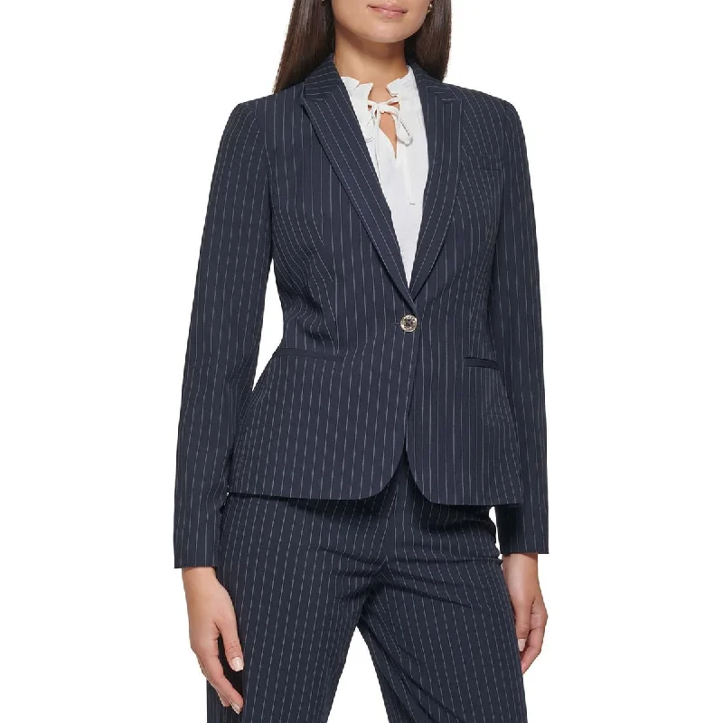 Plus Size Women's Double - Breasted Wool Blazers for Winter Office WearTommy Hilfiger Womens Pinstripe  One-Button Blazer