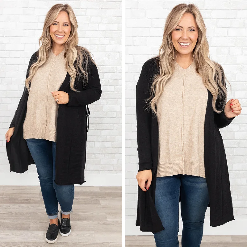 boyfriend style women cardigan for a relaxed fitWishing For Lovely Weather Cardigan, Black