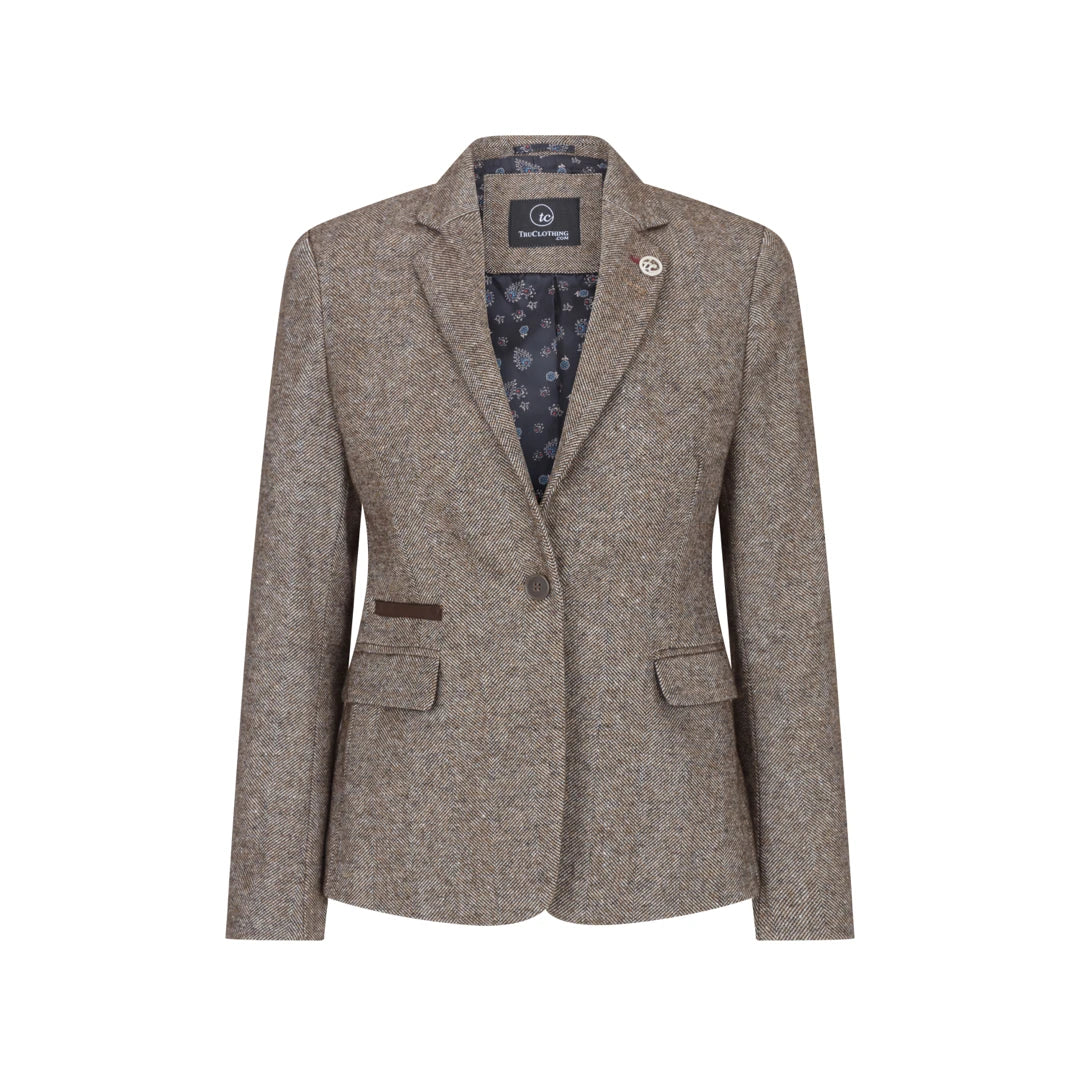 Women's Belted Blazers in Camel Color for a Sophisticated Outfitwsn06 - Women's 1920s Suit Tweed Blazer Waistcoat & Trousers