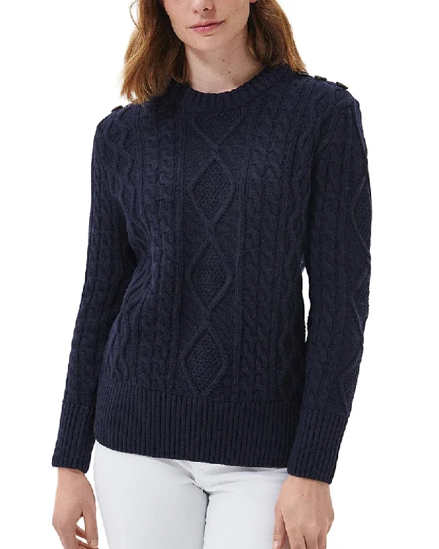 V - Neck Women's Ribbed Sweater Dresses with Belt for a Defined WaistBarbour Wool-Blend Sweater