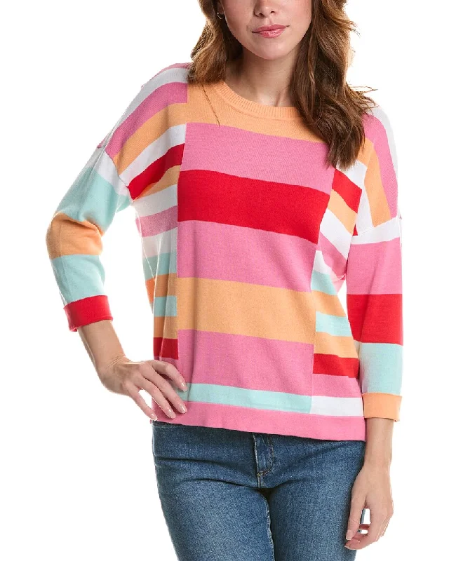 Plus Size Women's Asymmetric Hem Sweater Dresses in Modern DesignsEdinburgh Knitwear Bold Stripe Sweater