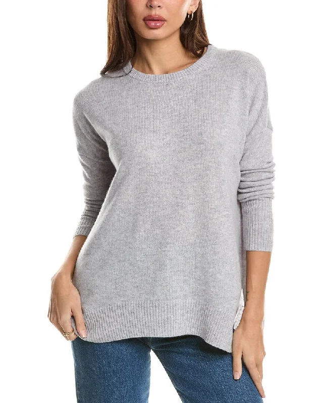 Women's Off - Shoulder Chunky Knit Sweater Dresses in Earth TonesForte Cashmere Easy Crew Cashmere Pullover