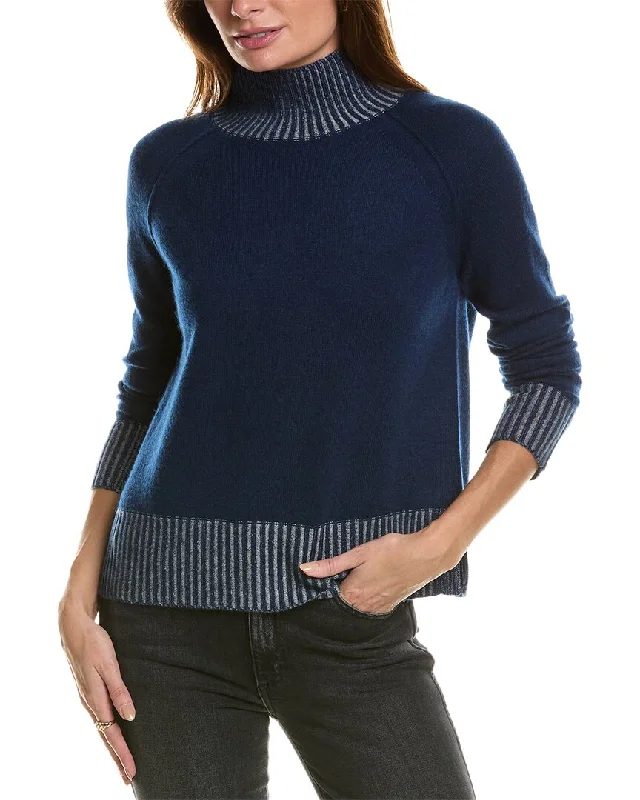 Hooded Women's Fleece - Lined Sweaters for WinterForte Cashmere Plaited Turtleneck Cashmere Pullover