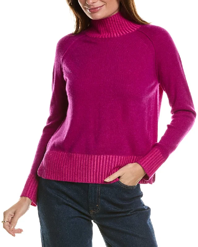 V - Neck Women's Ribbed Wool Sweaters for FallForte Cashmere Plaited Turtleneck Cashmere Pullover