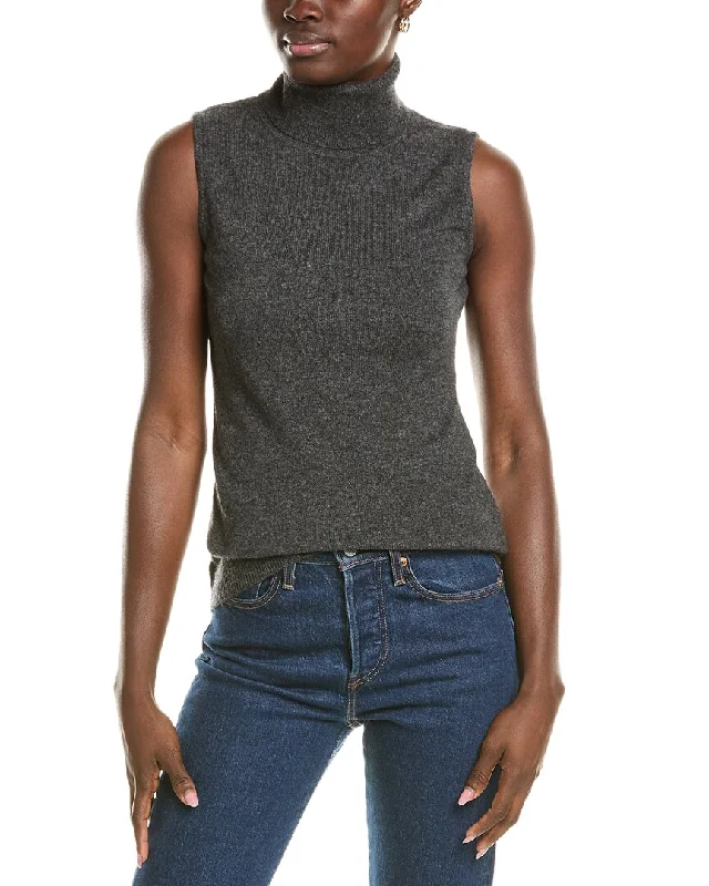 High - Low Hem Women's Cashmere - Blended SweatersForte Cashmere Sleeveless Turtleneck Cashmere Sweater