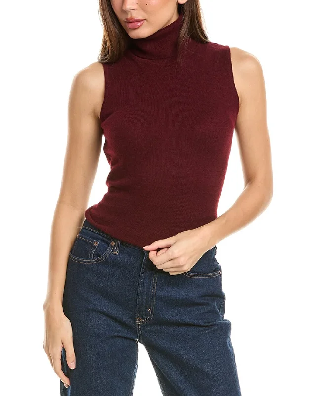 Tie - Front Women's Lambswool Sweaters in Pastel HuesForte Cashmere Sleeveless Turtleneck Cashmere Sweater