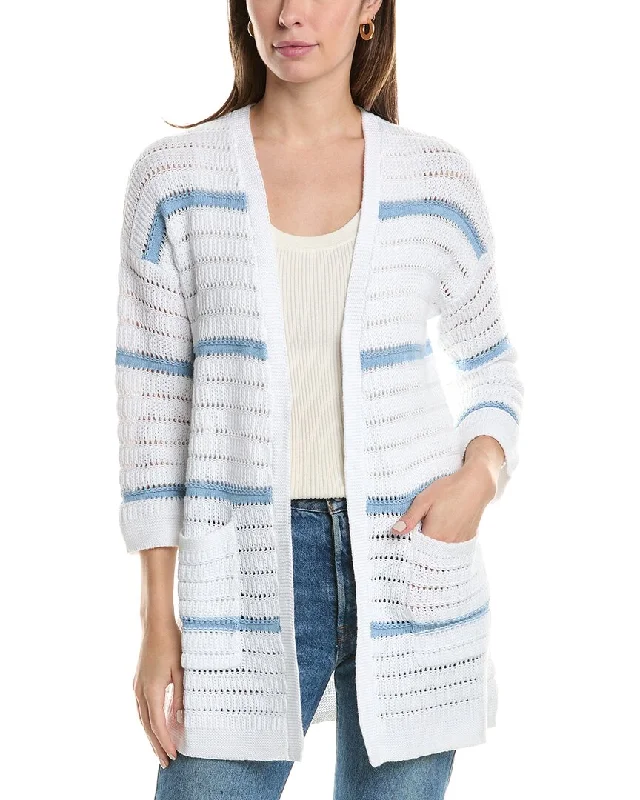 Longline Women's Mohair Sweater Dresses in a Loose FitForte Cashmere Texture Stripe Cardigan