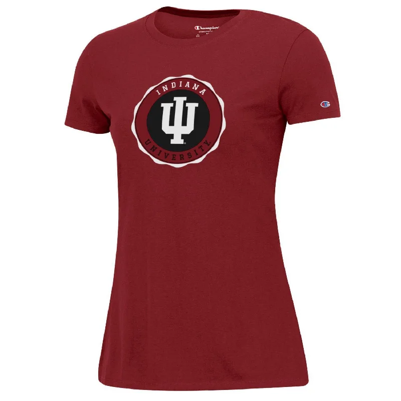 Embroidered Women T Shirt with Intricate DetailsLadies Indiana Hoosiers Distressed Short Sleeve T-Shirt