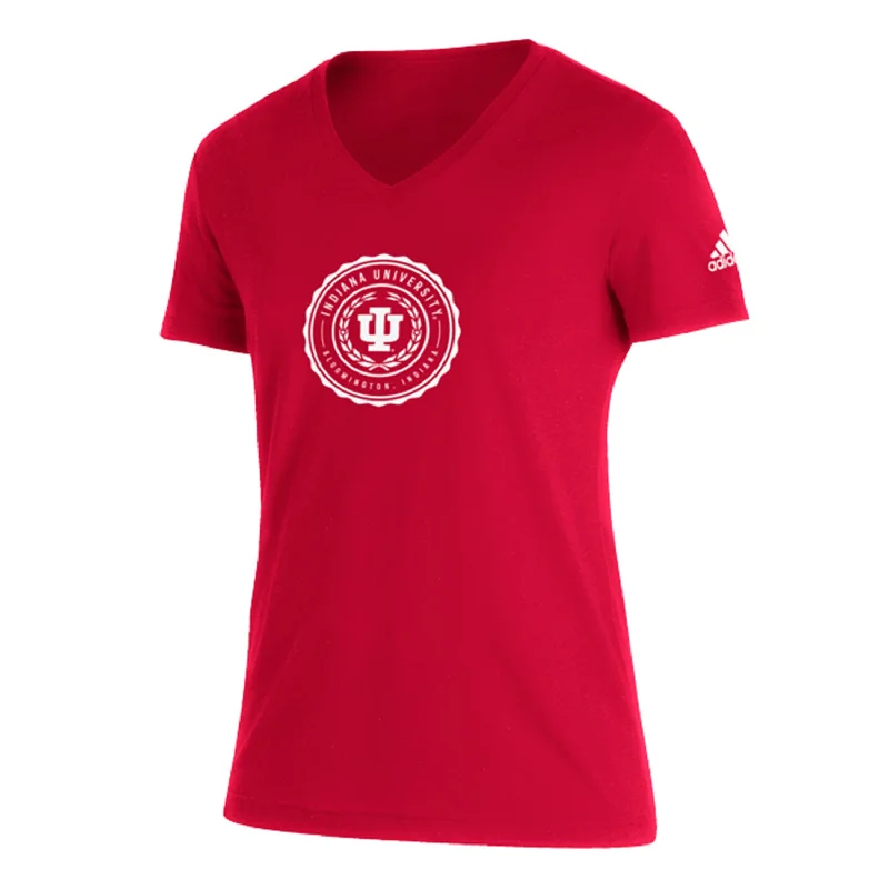 V - Neck Women T Shirt to Enhance the NecklineLadies Indiana Hoosiers Adidas V-Neck Victory Blend T-Shirt