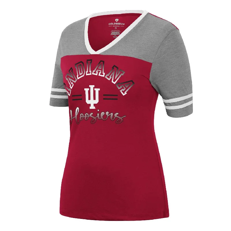 Ringer T Shirt Women with Retro - Inspired StripesLadies Indiana Hoosiers There You Are T-Shirt