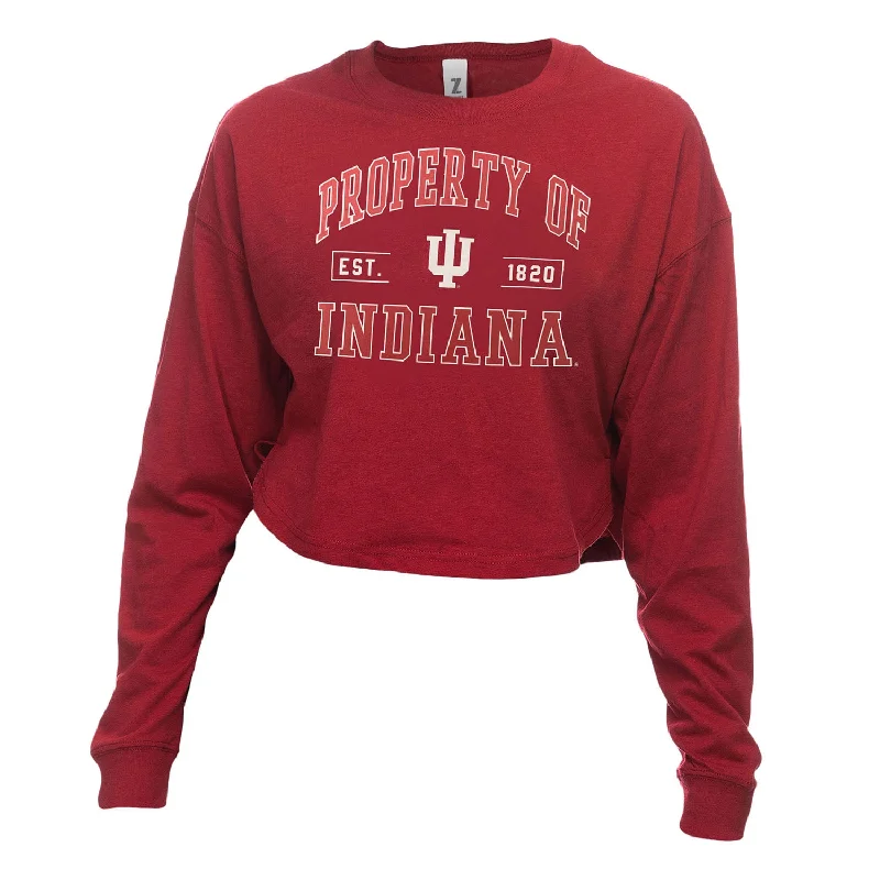 Pocketed Women T Shirt for Added FunctionalityLadies Indiana Hoosiers Shoulder Crop Top