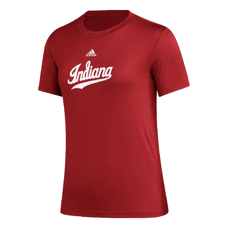 Long Sleeve Women T Shirt for Cooler WeatherLadies Indiana Hoosiers Adidas Script Indiana T-Shirt