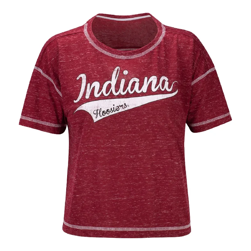 Muscle Women T Shirt for a Sporty and Casual LookLadies Indiana Hoosiers Contrast Crop T-Shirt