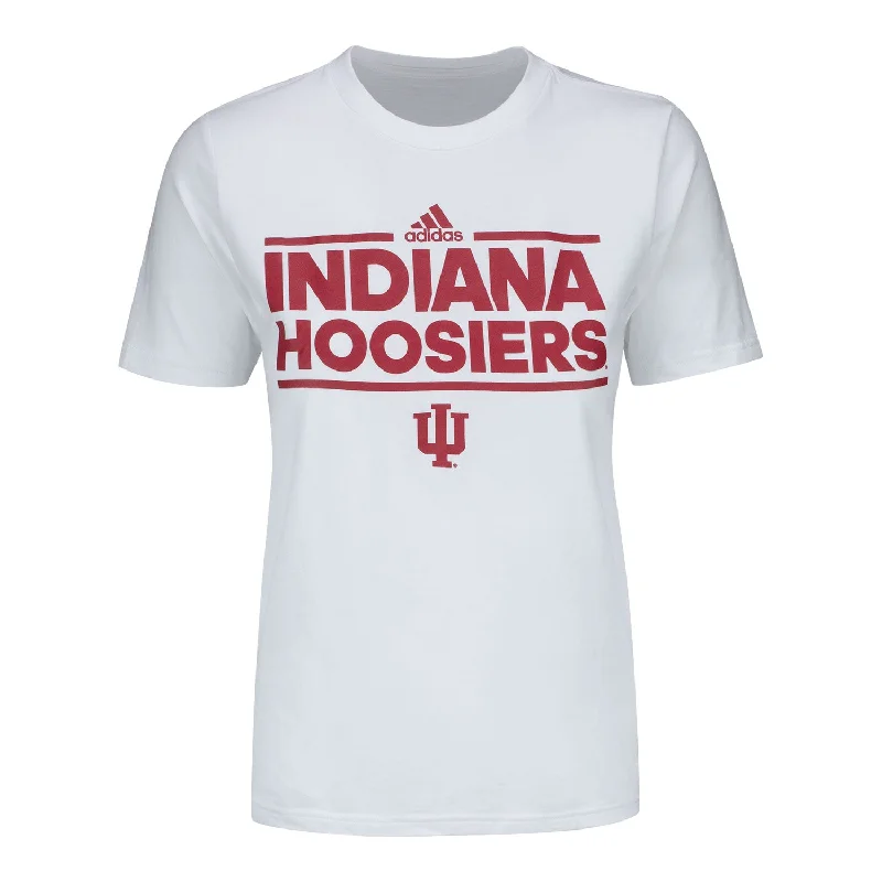 V - Neck Women T Shirt to Enhance the NecklineLadies Indiana Hoosiers Adidas Pregame White T-Shirt