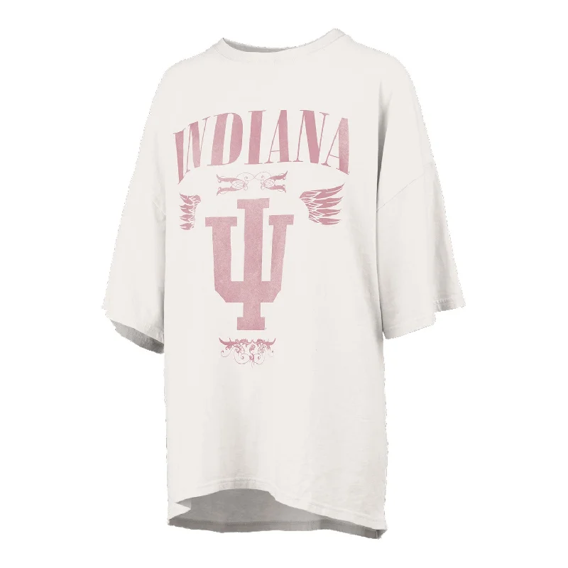 Puff Sleeve Women T Shirt for a Fashion - Forward LookLadies Indiana Hoosiers Davidson Oversized White T-Shirt