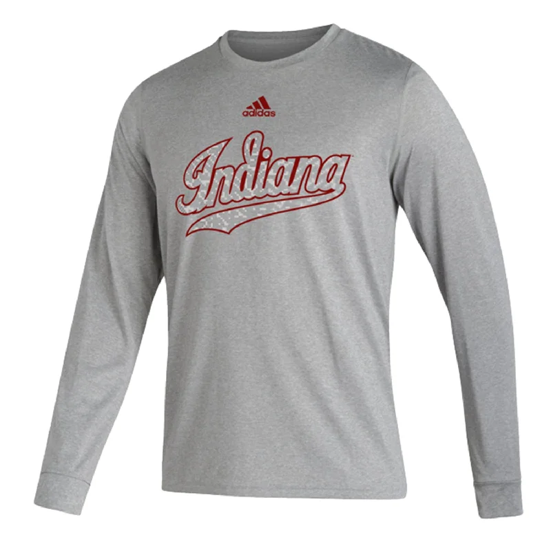 Striped Women T Shirt in a Classic PatternIndiana Hoosiers Adidas Script Indiana Grey Long Sleeve T-Shirt