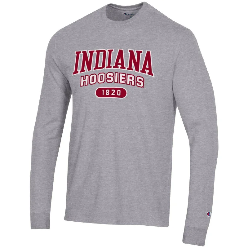 Floral Print Women T Shirt for a Feminine TouchIndiana Hoosiers Twill Applique Super Fan Long Sleeve Grey T-Shirt