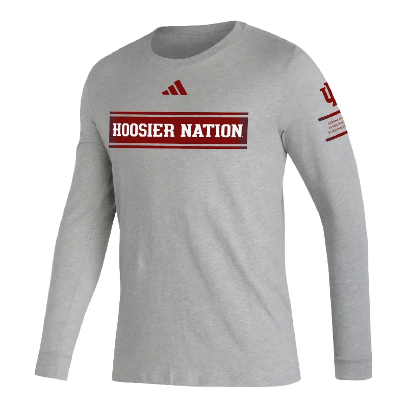 Pocketed Women T Shirt for Added FunctionalityIndiana Hoosiers Adidas Pre-Game Hoosier Nation Long Sleeve Grey T-Shirt