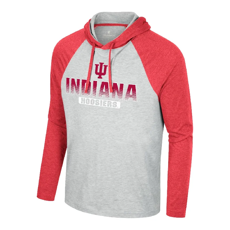 Tie - Dye Women T Shirt with a Bohemian VibeIndiana Hoosiers Hasta La Vista Hooded Long Sleeve Grey T-Shirt