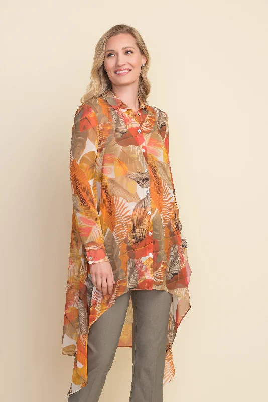 High - Low Hem Women's Cashmere - Blended SweatersJoseph Ribkoff Sunset Tone Leaf Blouse