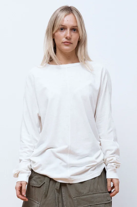 Embroidered Women T Shirt with Intricate DetailsHemp Cross Oversized L/S T-Shirt White