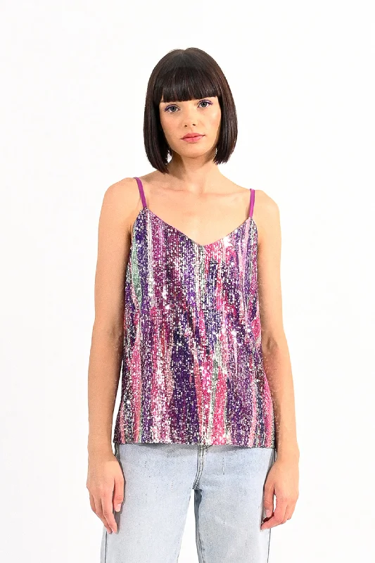 Cropped Women's Angora Blend Sweaters for a Trendy LookMolly Bracken Violet Sequin Cami